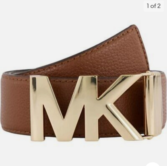 Michael kors ladies reversible belt with gold MK logo - Picture 1 of 7